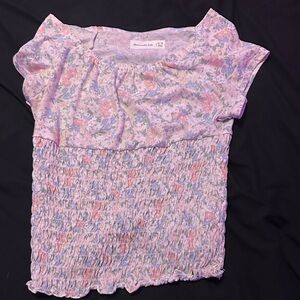 abercrombie kids pastel lavender floral smocked crop top